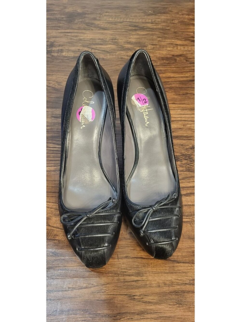 Cole Haan Air Technology Calf Hair Black Leather Heels Size 8.5 Office Interview
